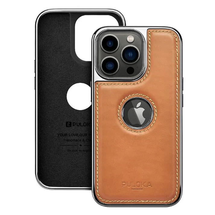 Leather Back Case - Compatible with iPhone Series - Luxury Bumper Case -