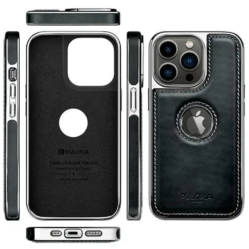 Leather Back Case - Compatible with iPhone Series - Luxury Bumper Case -